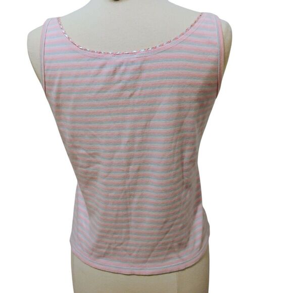 Sigrid Olsen Tank 100% Cotton Pastel Pink Blue Ribbon Bow Soft Comfortable LP - Picture 2 of 14